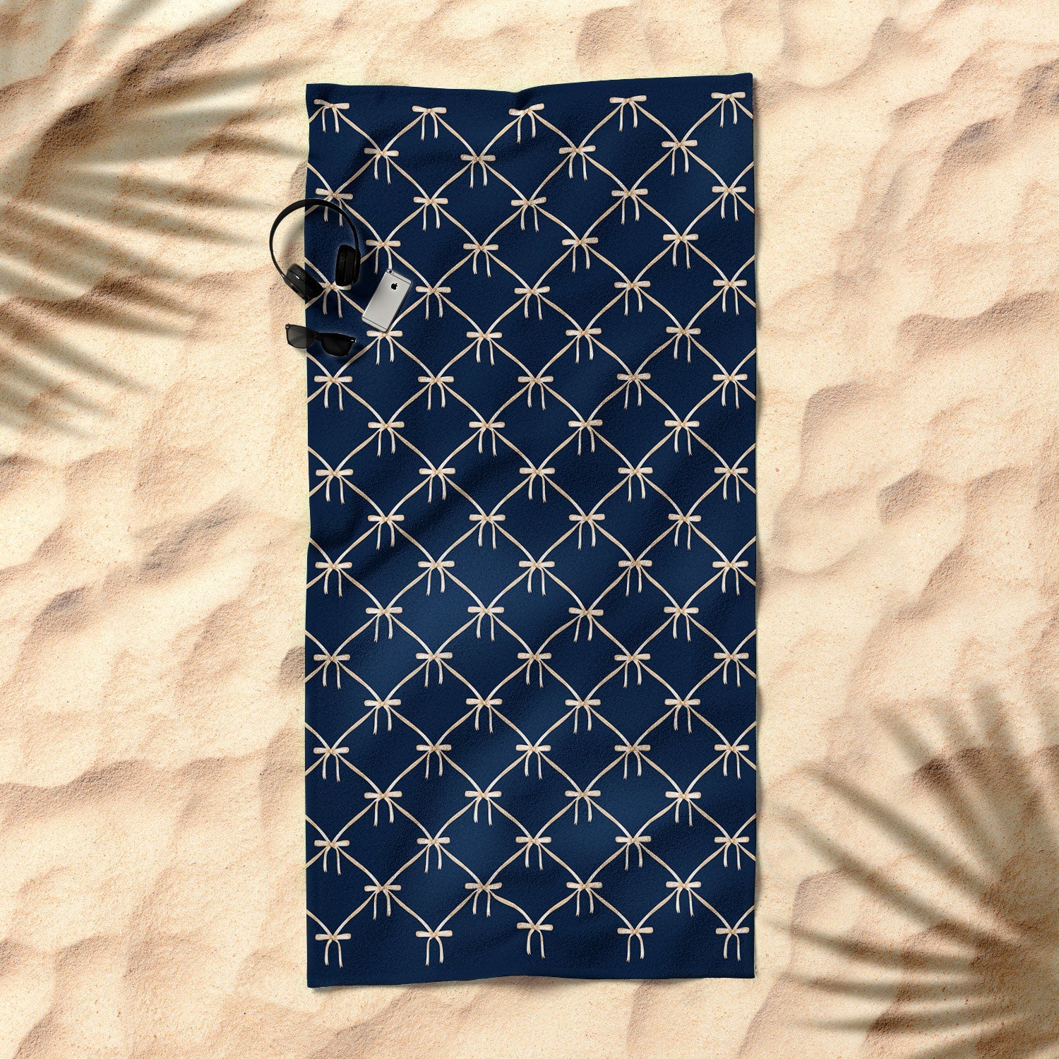 Colour Poems Bows and Ribbons Blue Beach Towel