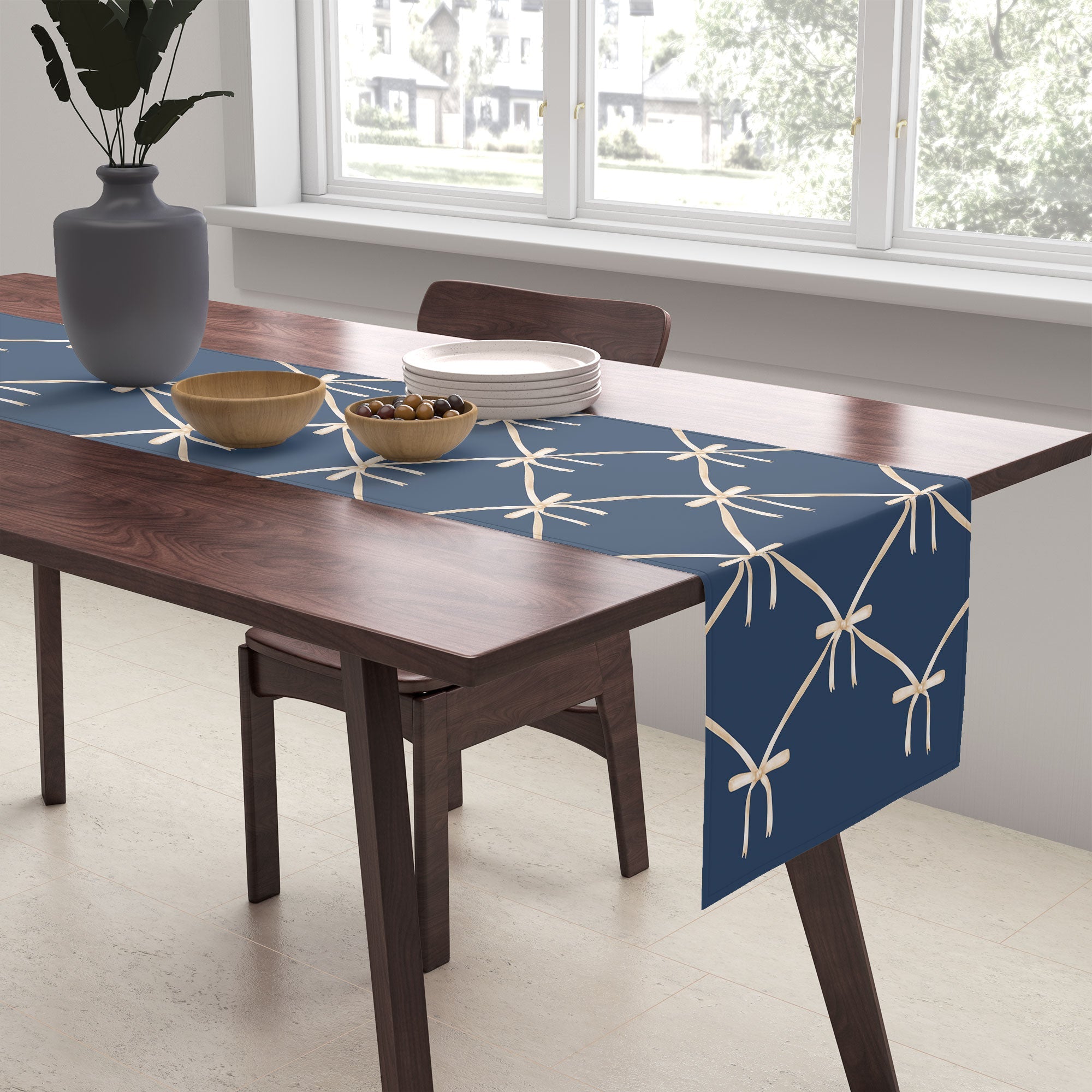 Colour Poems Bows and Ribbons Blue Table Runner