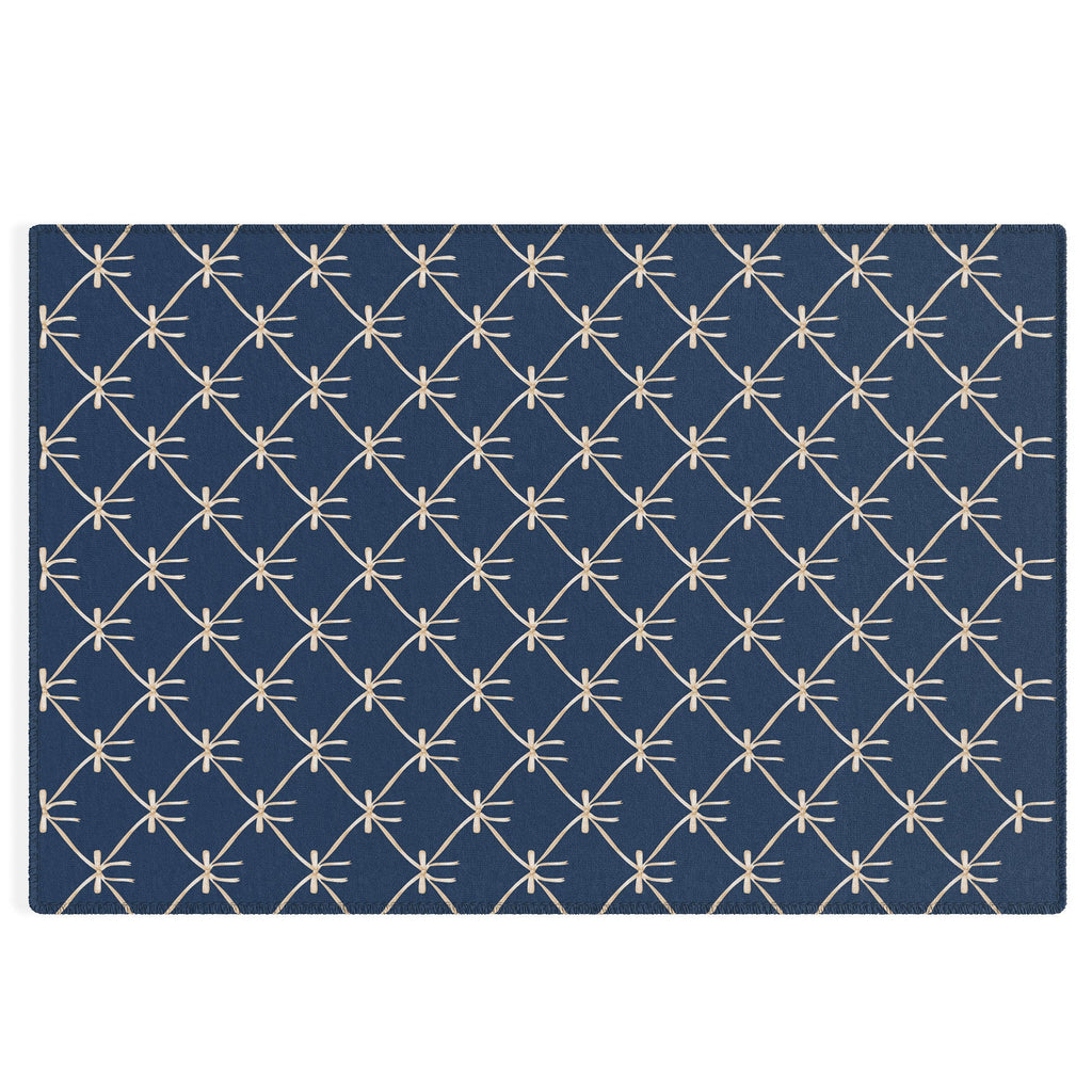 Colour Poems Bows and Ribbons Blue Outdoor Rug