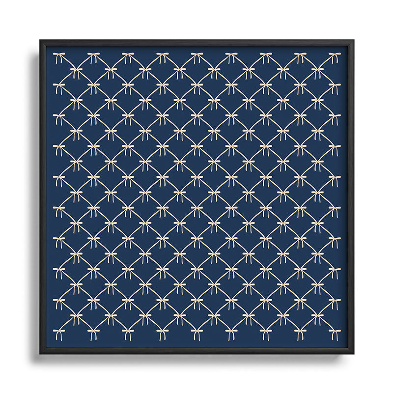 Colour Poems Bows and Ribbons Blue Square Metal Framed Art Print
