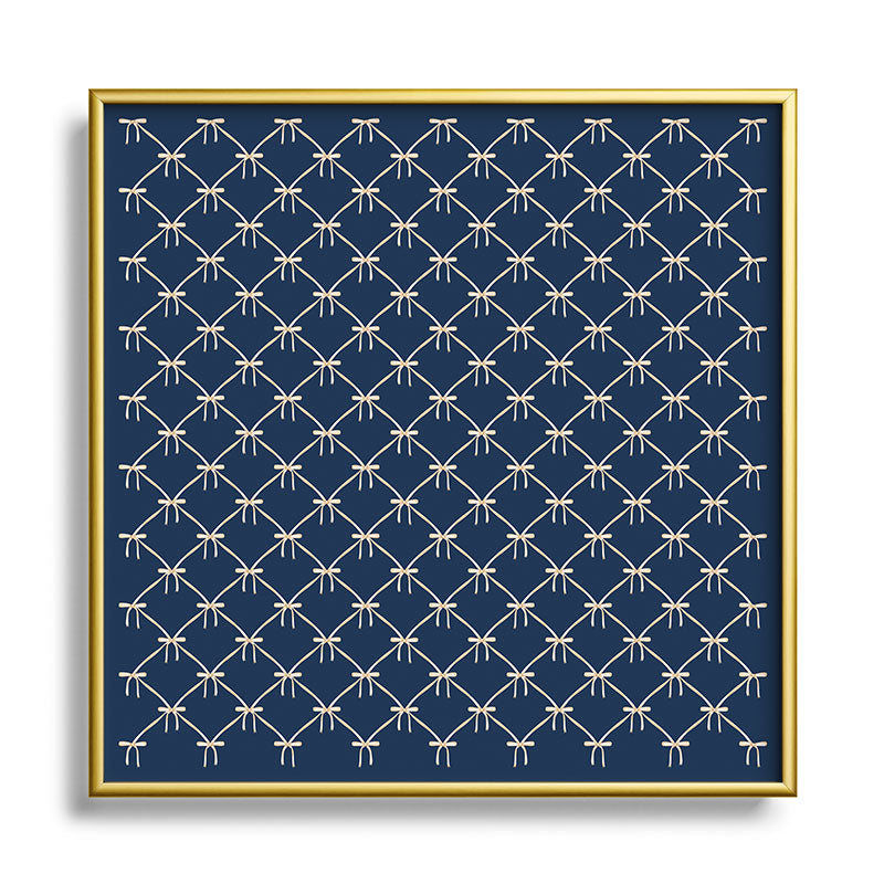 Colour Poems Bows and Ribbons Blue Square Metal Framed Art Print