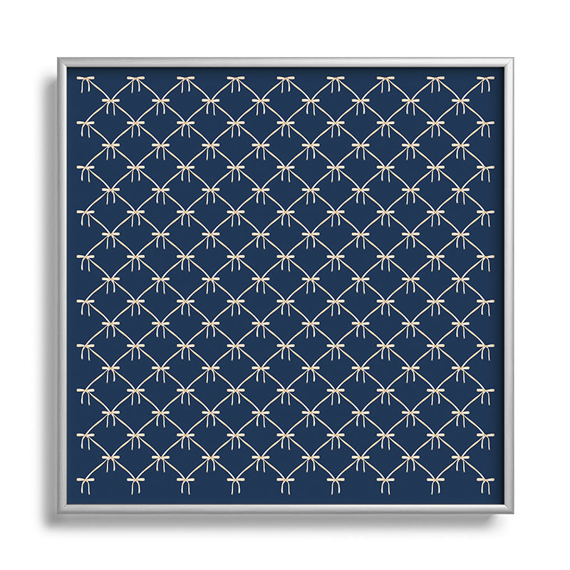 Colour Poems Bows and Ribbons Blue Square Metal Framed Art Print