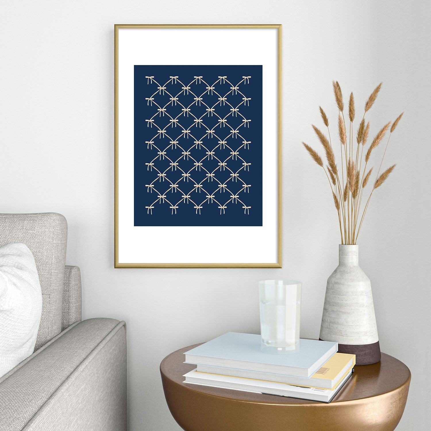 Colour Poems Bows and Ribbons Blue Metal Framed Art Print