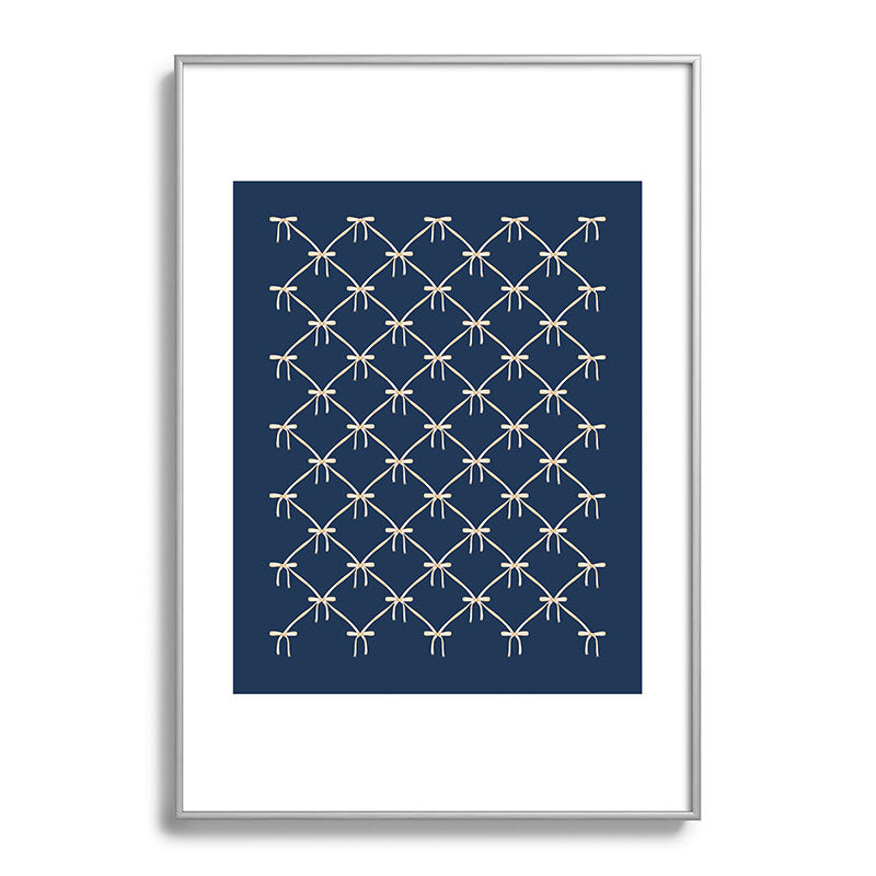Colour Poems Bows and Ribbons Blue Metal Framed Art Print
