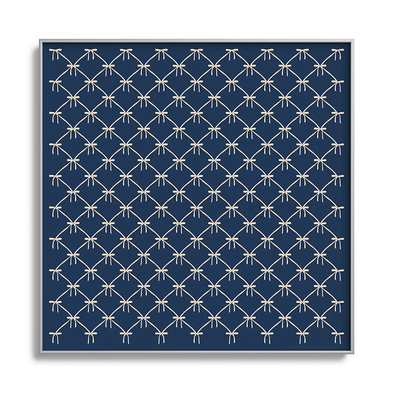 Colour Poems Bows and Ribbons Blue Square Metal Framed Art Print