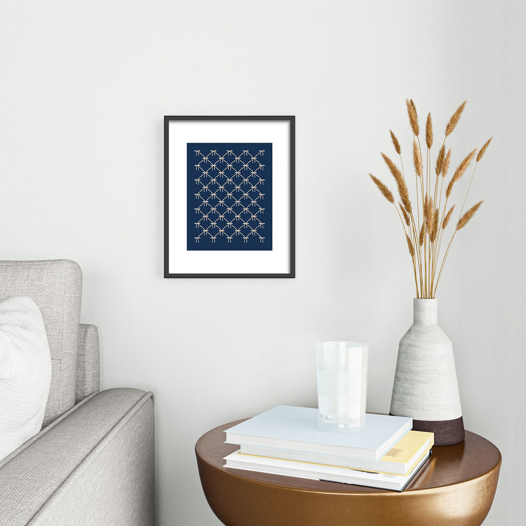 Colour Poems Bows and Ribbons Blue Metal Framed Art Print