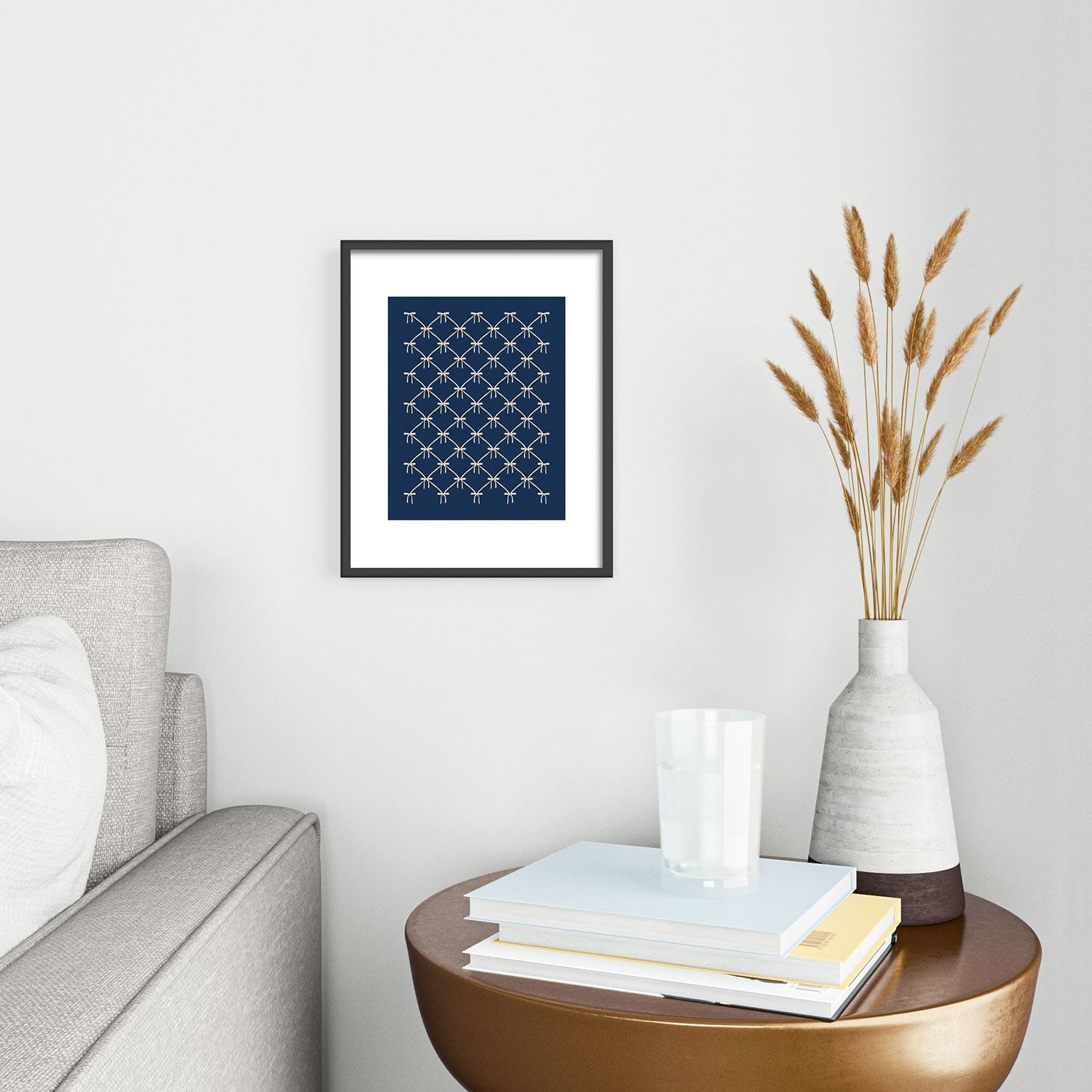 Colour Poems Bows and Ribbons Blue Metal Framed Art Print
