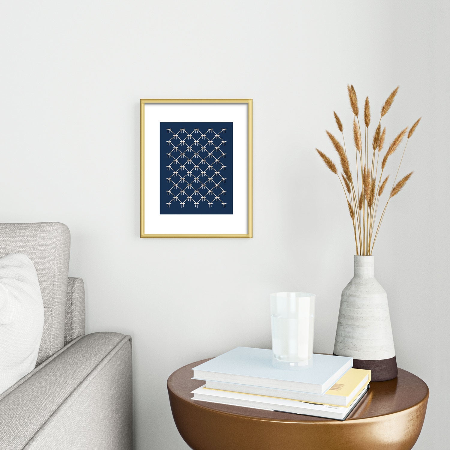 Colour Poems Bows and Ribbons Blue Metal Framed Art Print