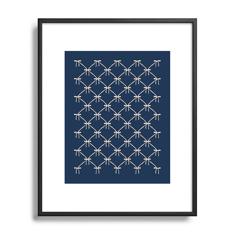 Colour Poems Bows and Ribbons Blue Metal Framed Art Print