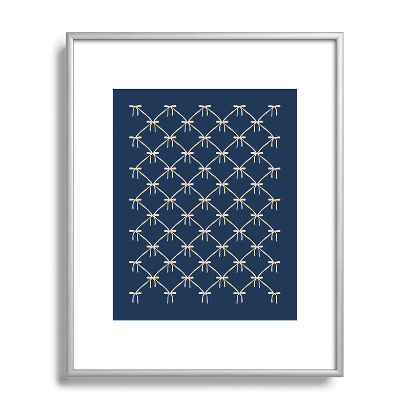 Colour Poems Bows and Ribbons Blue Metal Framed Art Print