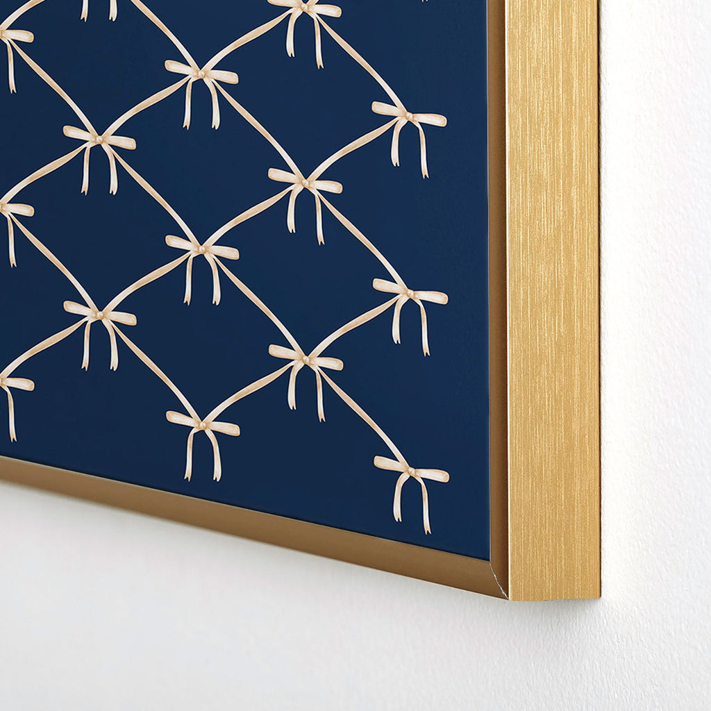 Colour Poems Bows and Ribbons Blue Square Metal Framed Art Print