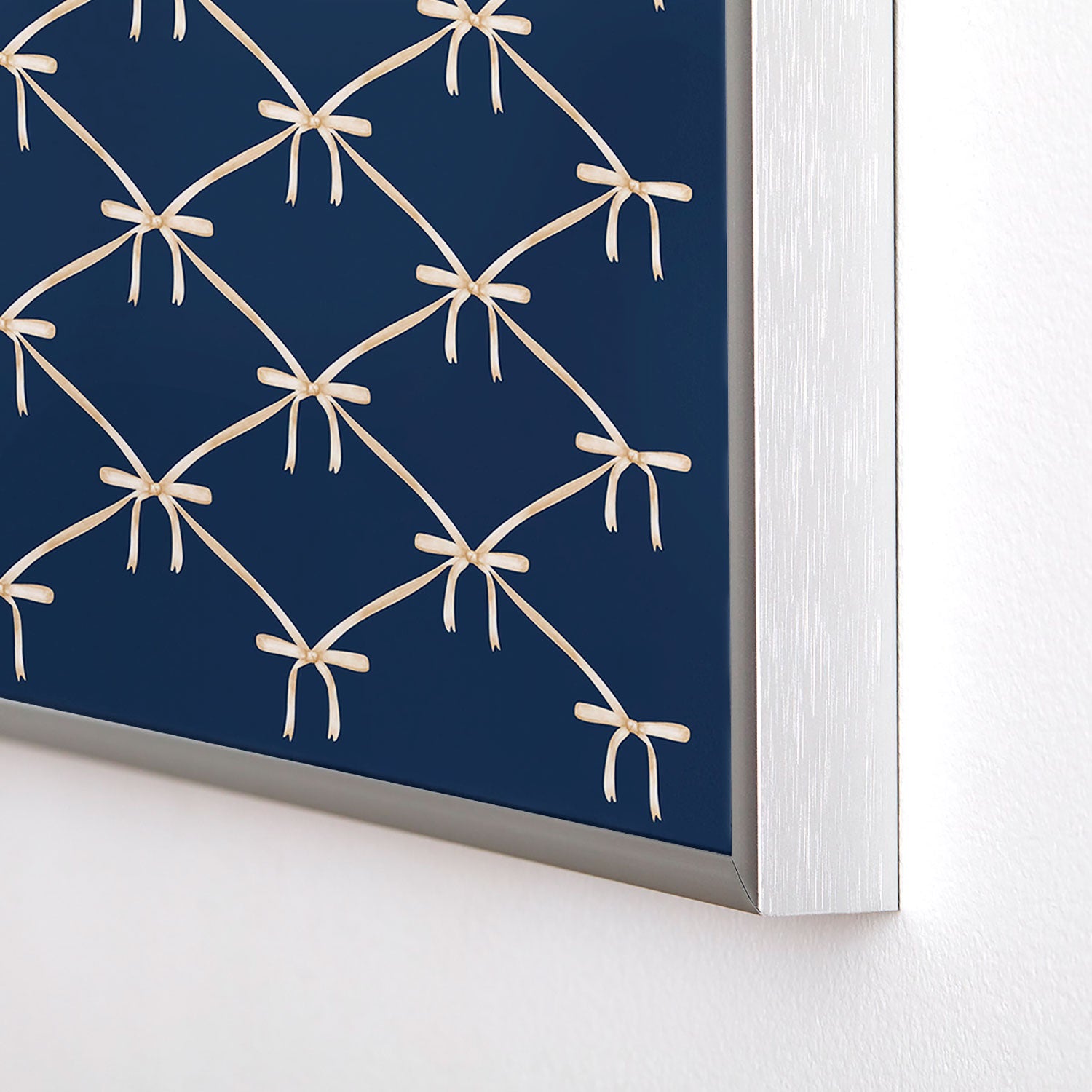 Colour Poems Bows and Ribbons Blue Square Metal Framed Art Print