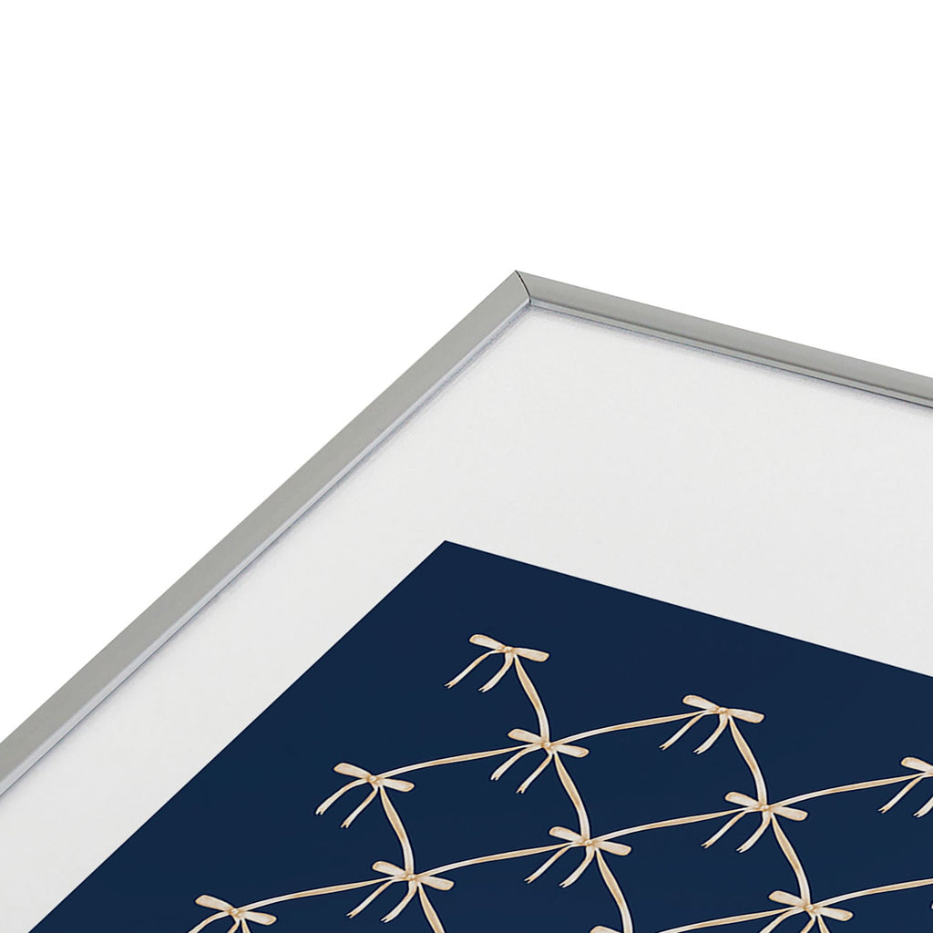 Colour Poems Bows and Ribbons Blue Metal Framed Art Print