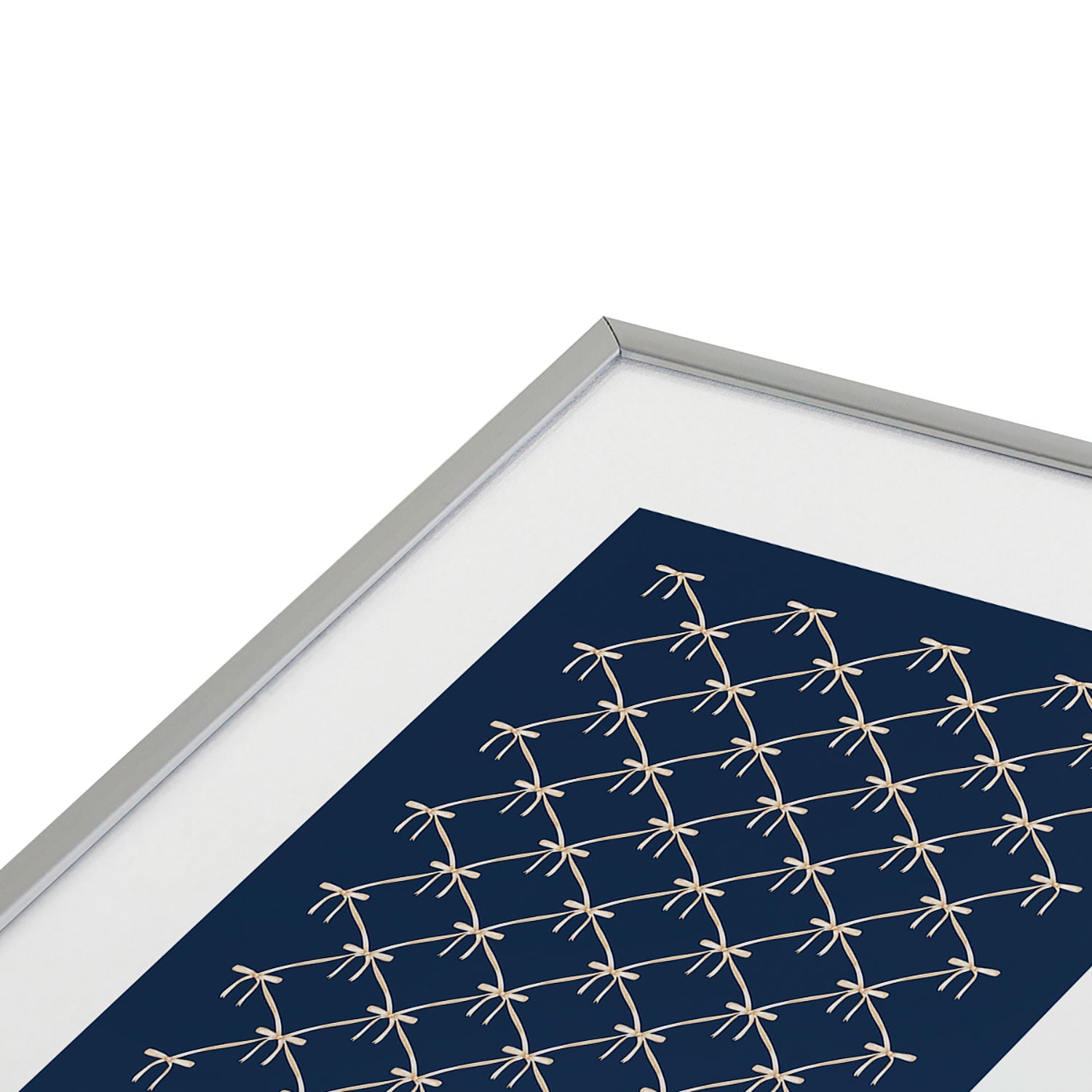 Colour Poems Bows and Ribbons Blue Metal Framed Art Print