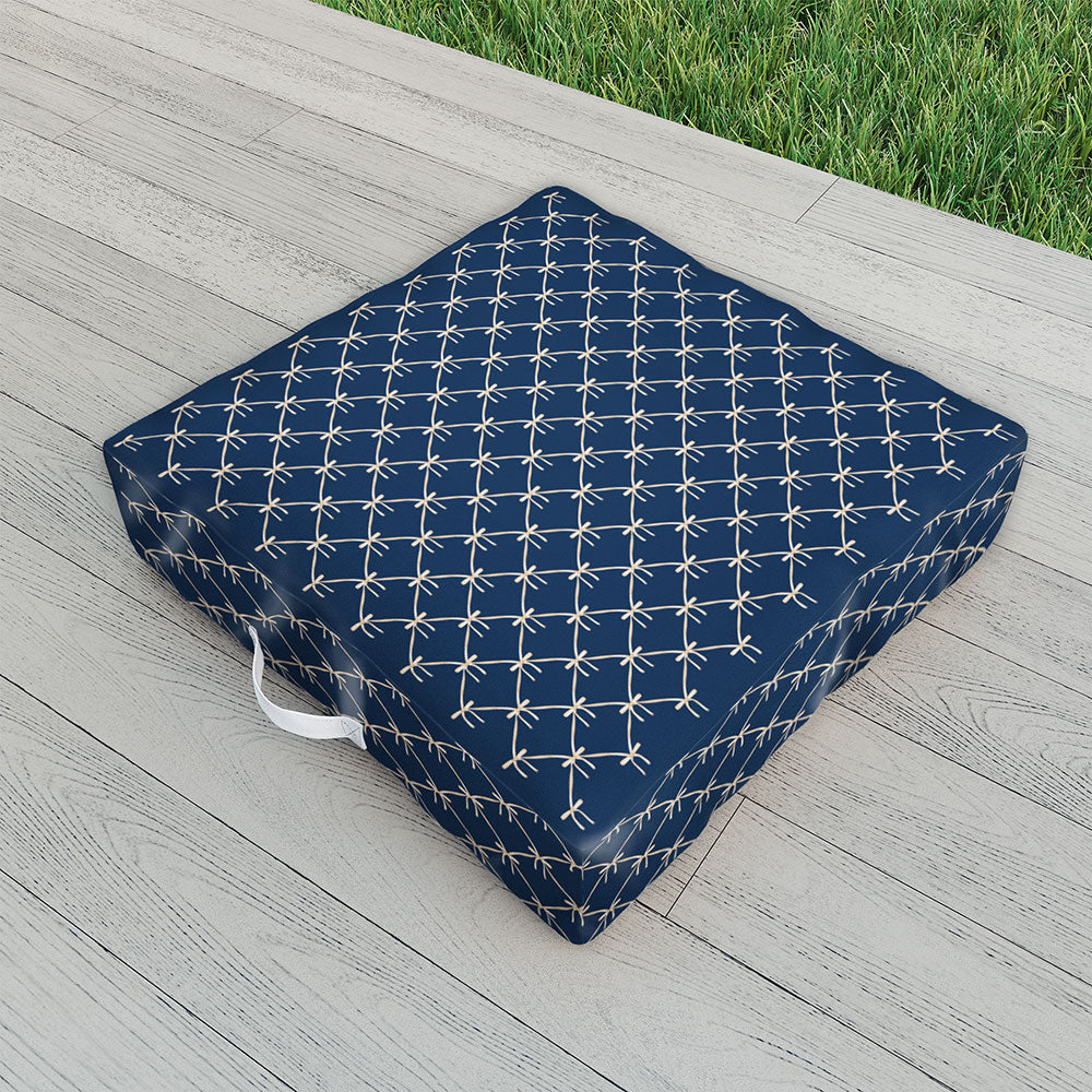 Colour Poems Bows and Ribbons Blue Outdoor Floor Cushion