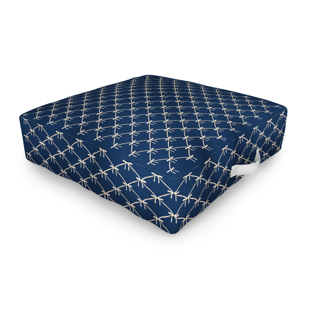 Colour Poems Bows and Ribbons Blue Outdoor Floor Cushion