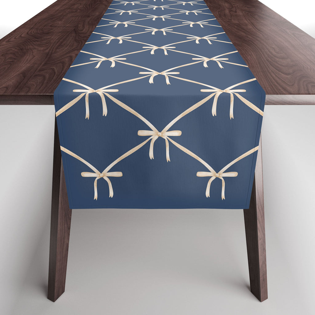 Colour Poems Bows and Ribbons Blue Table Runner