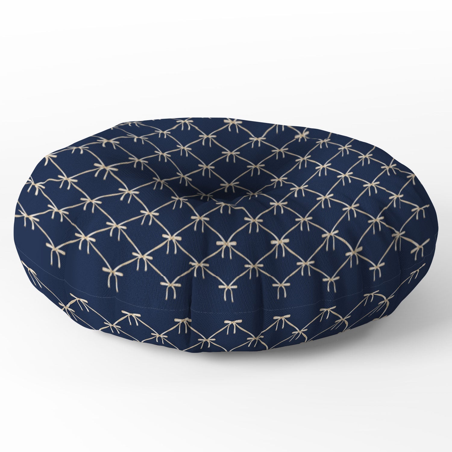Colour Poems Bows and Ribbons Blue Floor Pillow Round