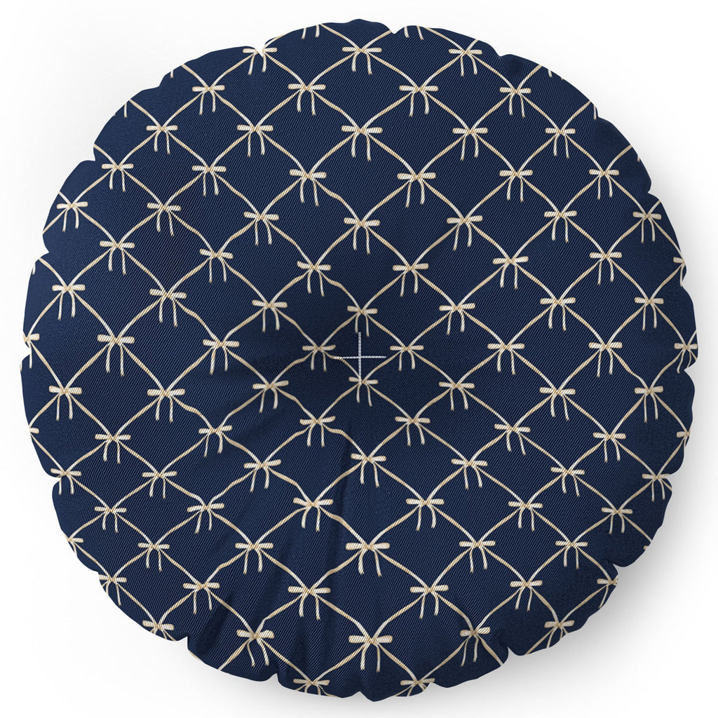 Colour Poems Bows and Ribbons Blue Floor Pillow Round
