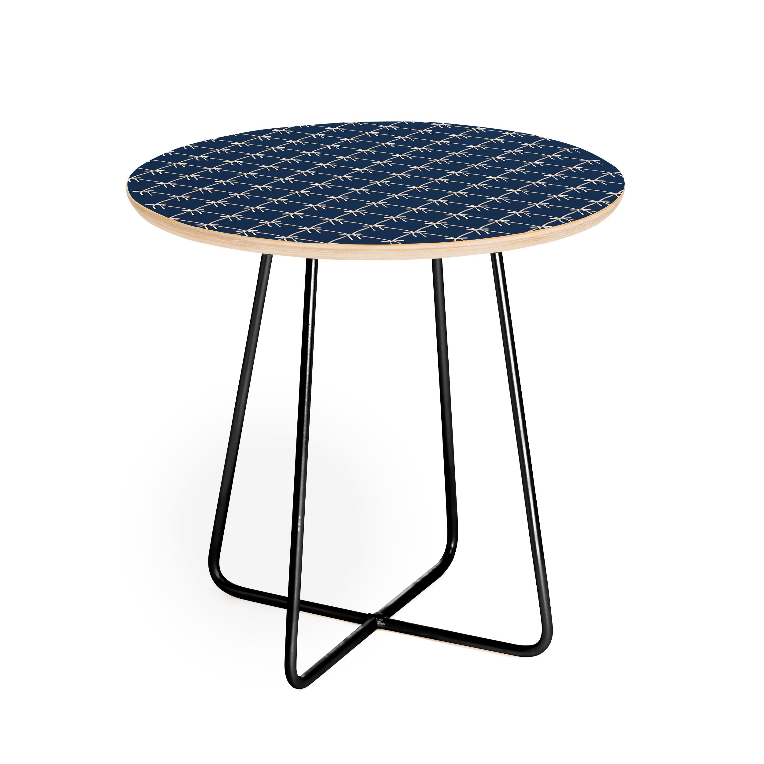Colour Poems Bows and Ribbons Blue Round Side Table