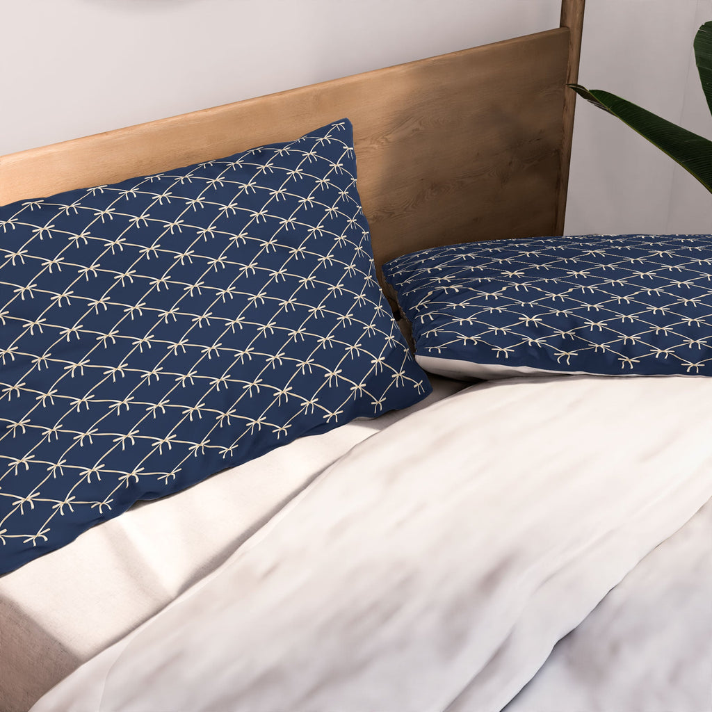 Colour Poems Bows and Ribbons Blue Pillow Shams