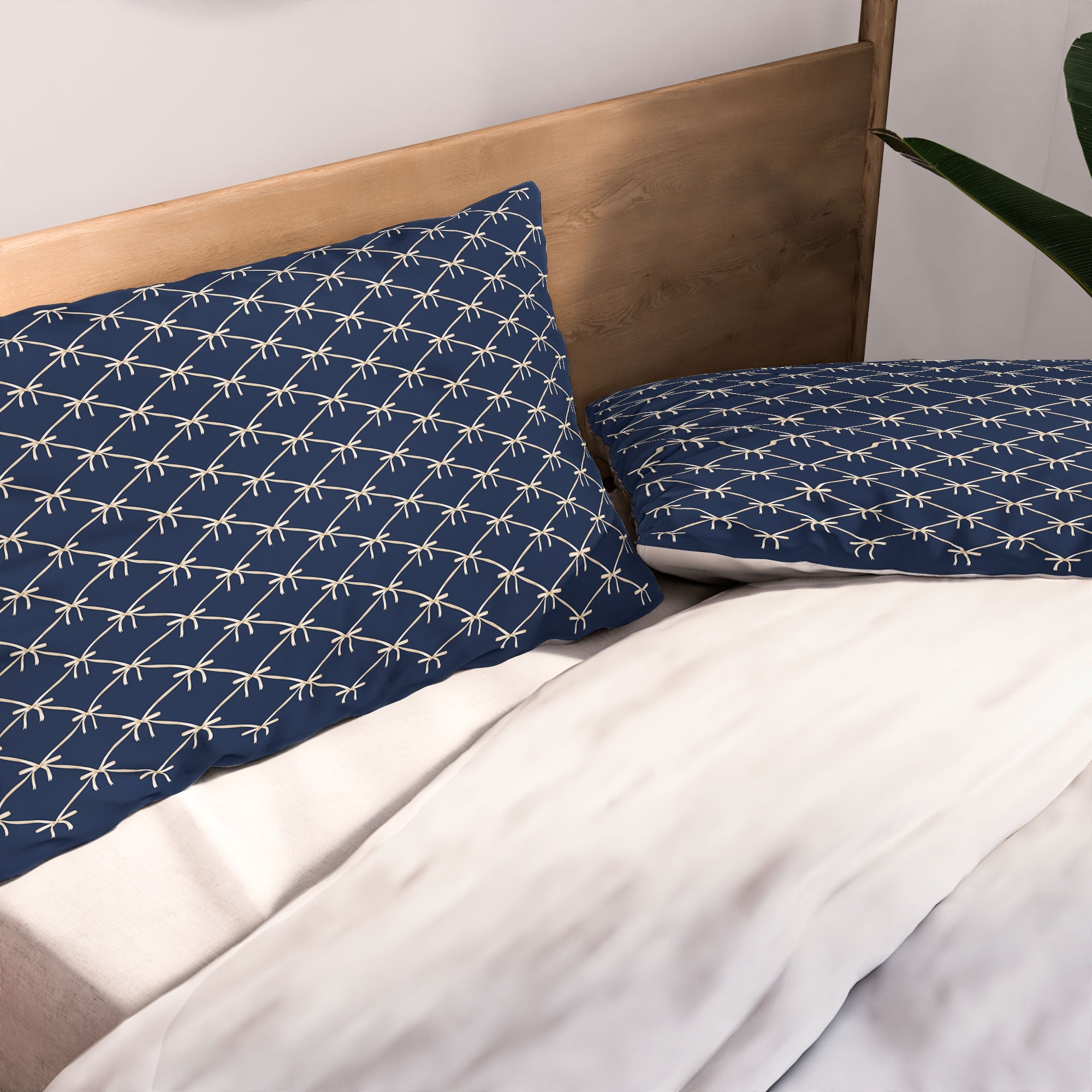 Colour Poems Bows and Ribbons Blue Pillow Shams