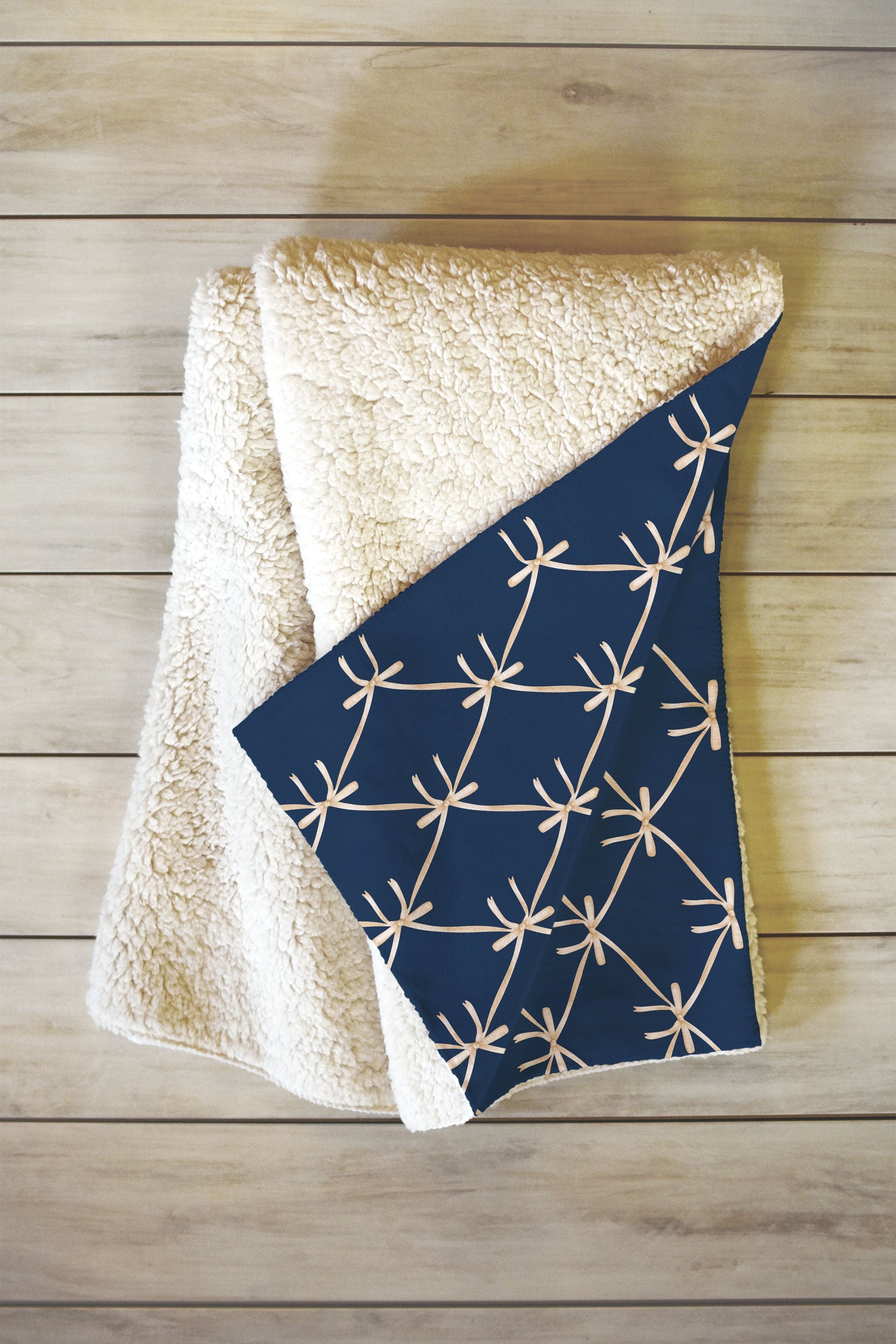 Colour Poems Bows and Ribbons Blue Fleece Throw Blanket
