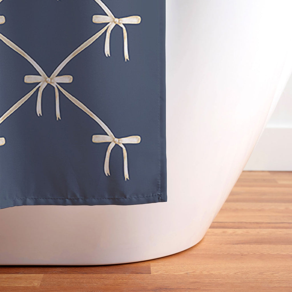 Colour Poems Bows and Ribbons Blue Shower Curtain