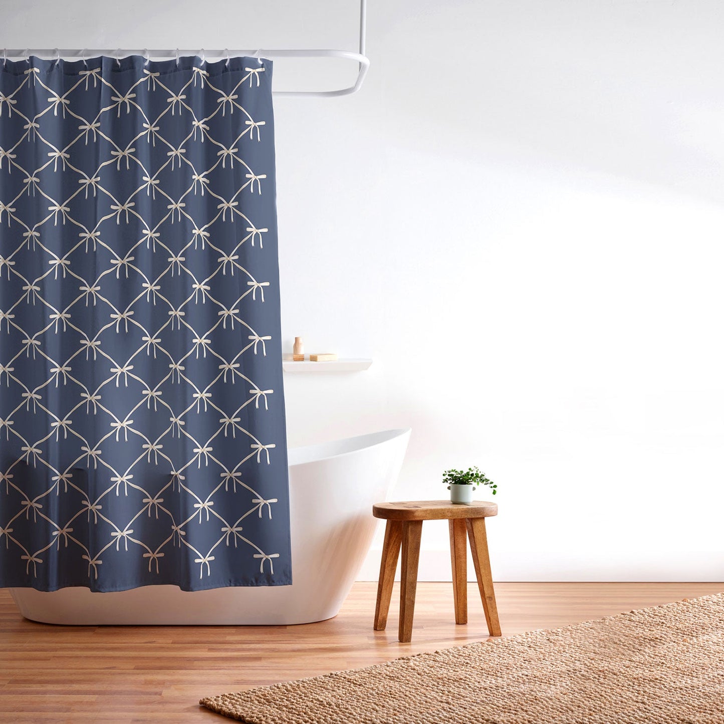 Colour Poems Bows and Ribbons Blue Shower Curtain