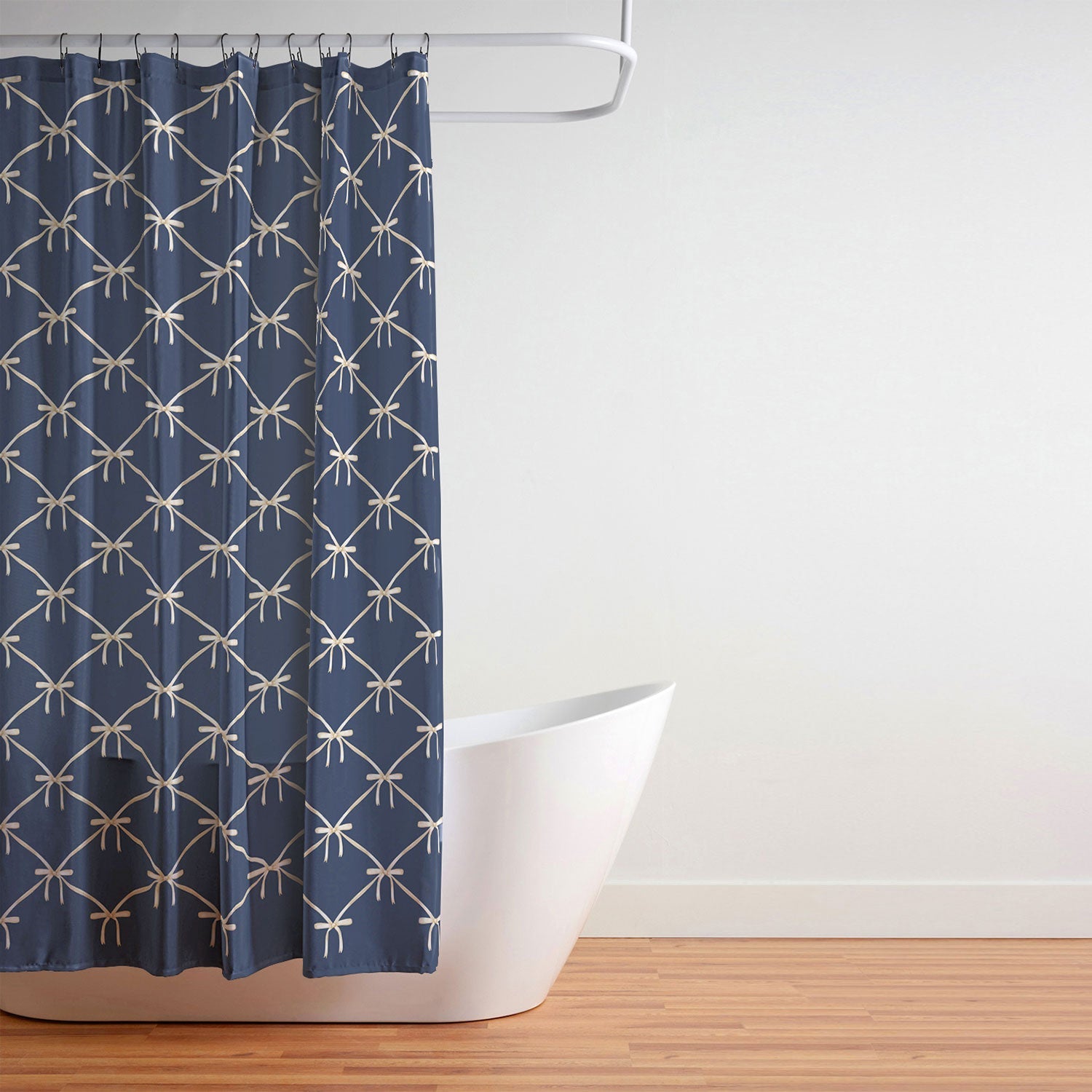 Colour Poems Bows and Ribbons Blue Shower Curtain