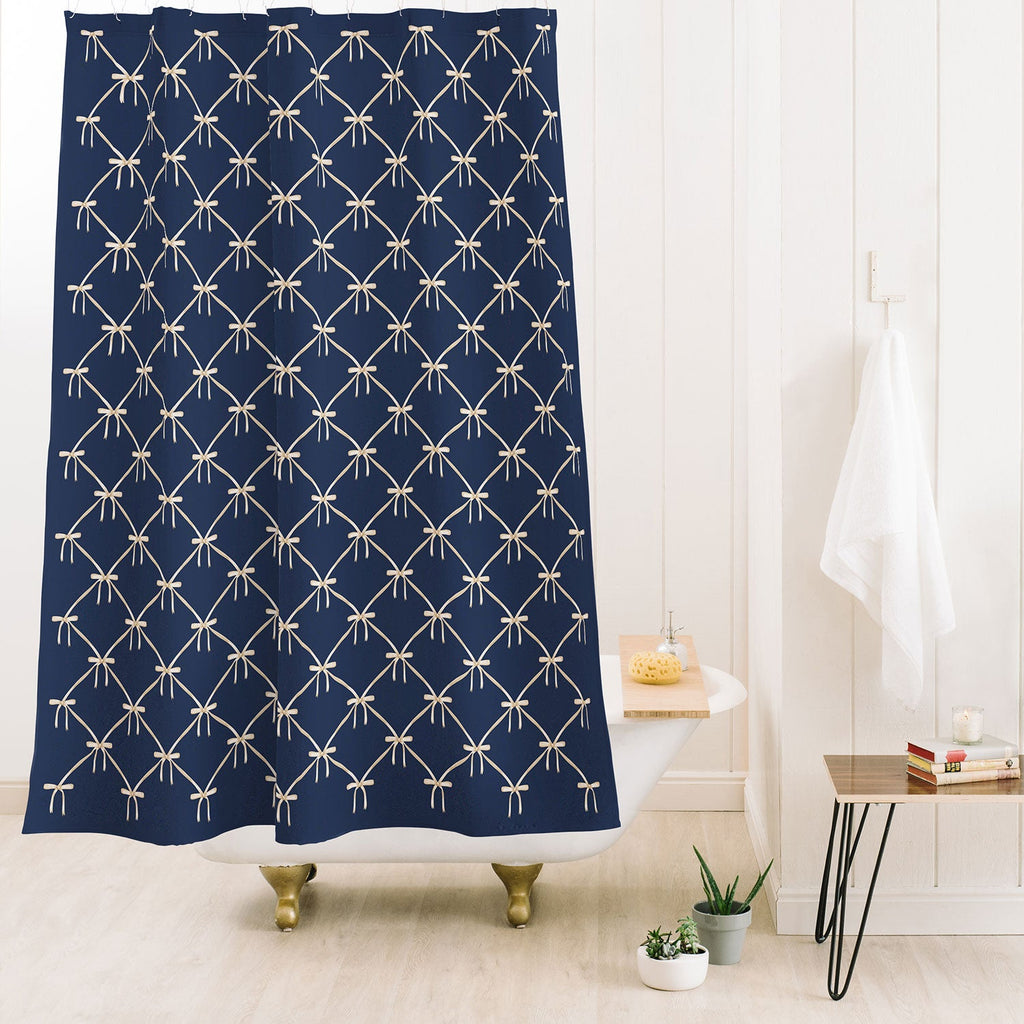 Colour Poems Bows and Ribbons Blue Shower Curtain