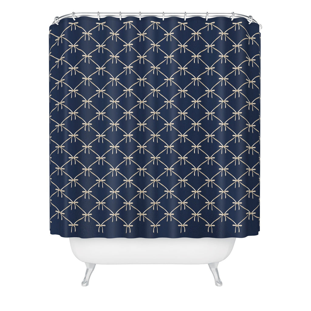 Colour Poems Bows and Ribbons Blue Shower Curtain