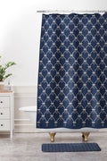 Colour Poems Bows and Ribbons Blue Shower Curtain And Mat
