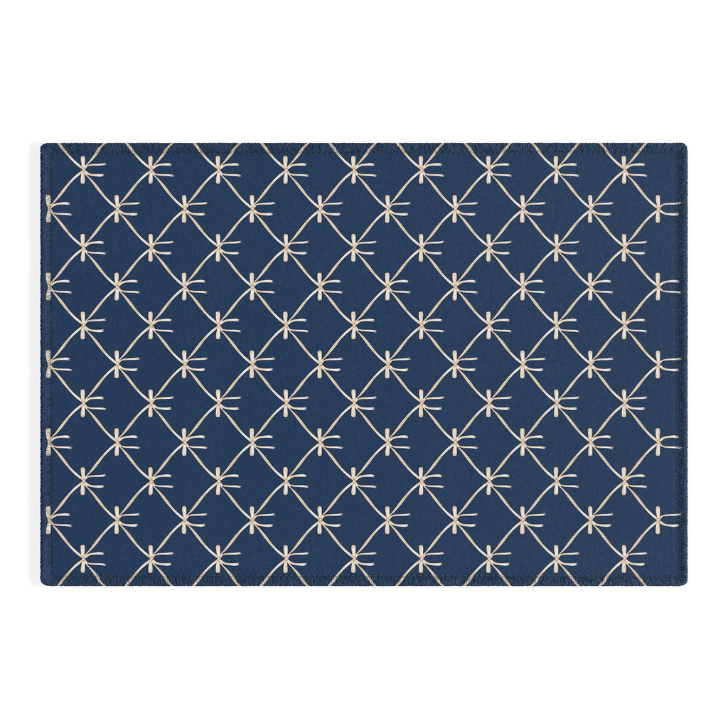 Colour Poems Bows and Ribbons Blue Outdoor Rug