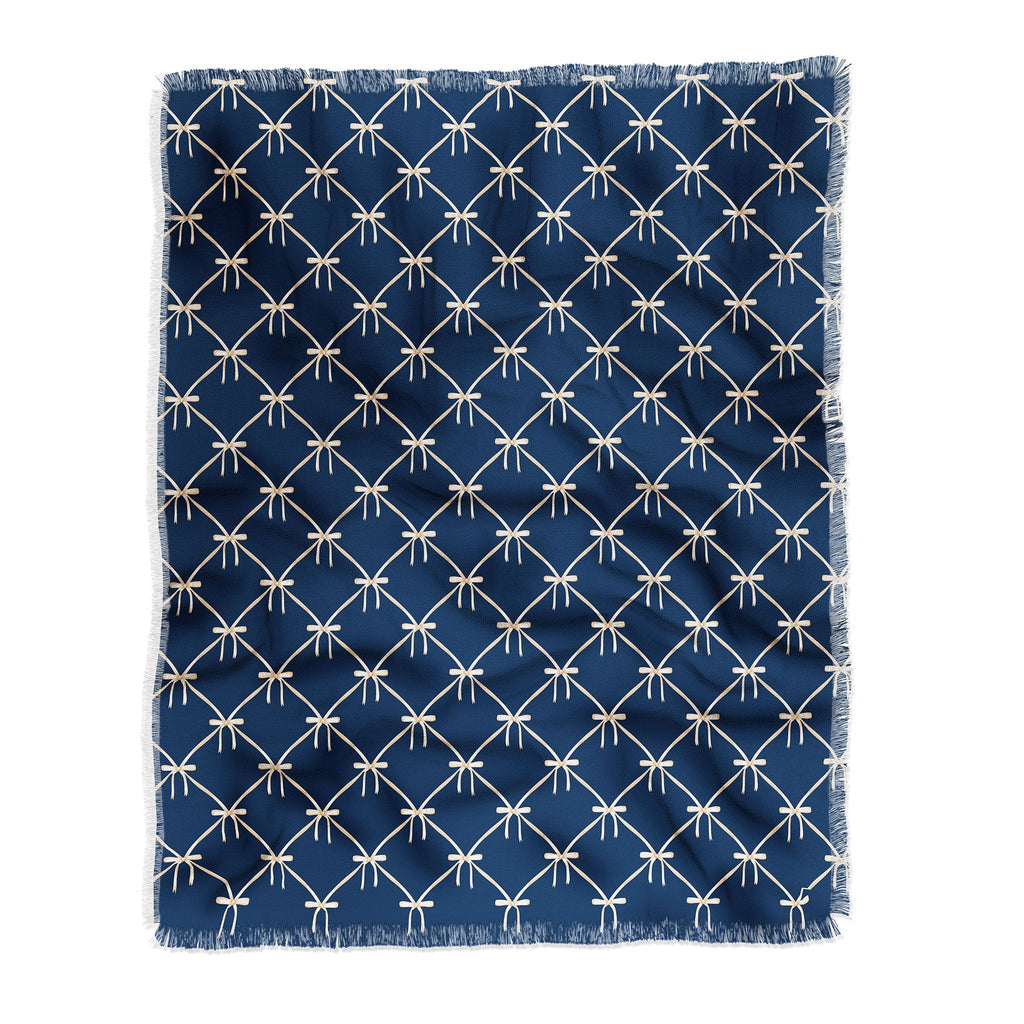 Colour Poems Bows and Ribbons Blue Throw Blanket