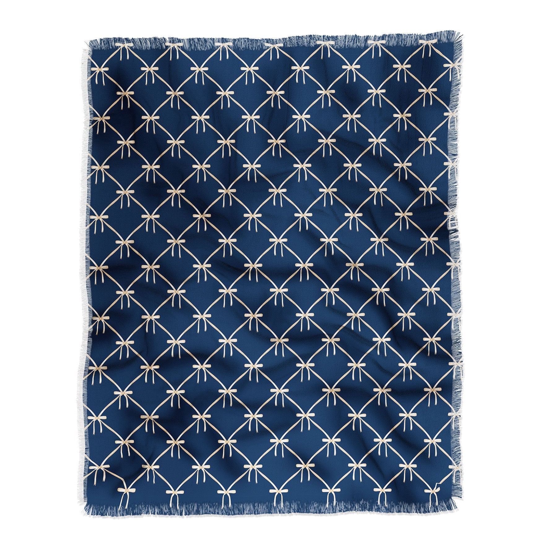 Colour Poems Bows and Ribbons Blue Throw Blanket