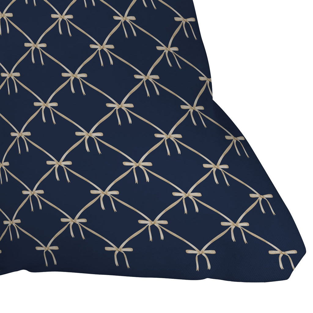 Colour Poems Bows and Ribbons Blue Outdoor Throw Pillow