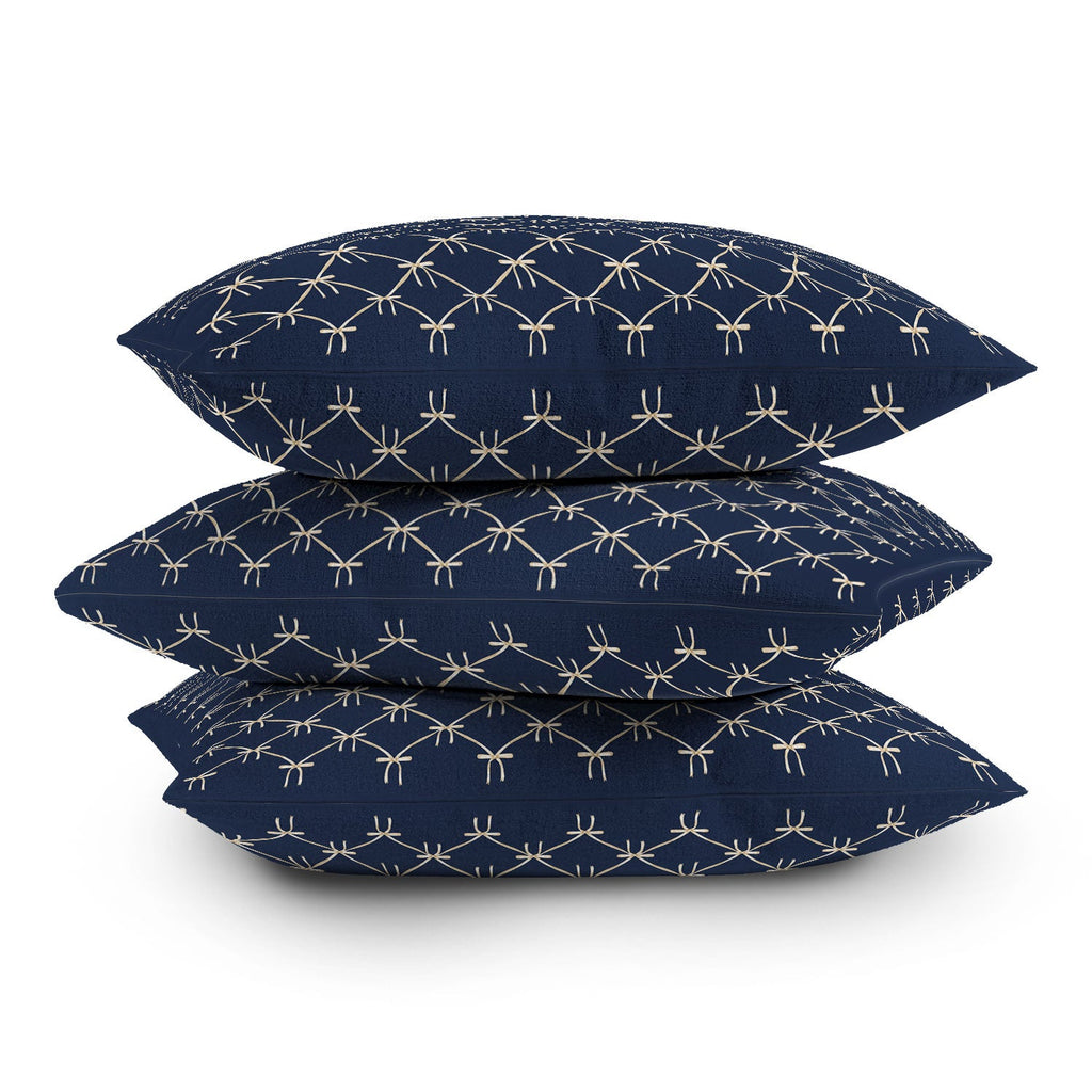 Colour Poems Bows and Ribbons Blue Outdoor Throw Pillow