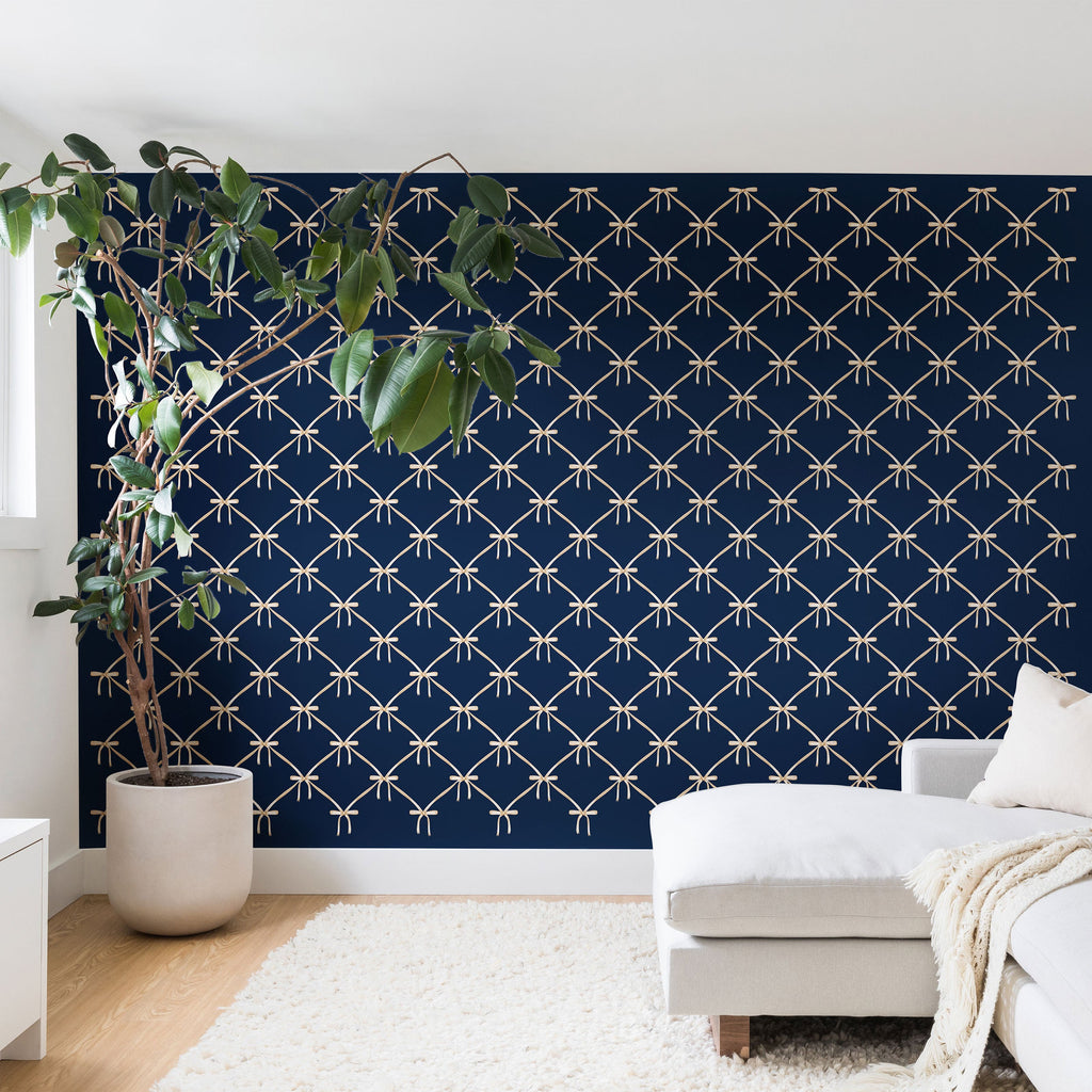 Colour Poems Bows and Ribbons Blue Wall Mural