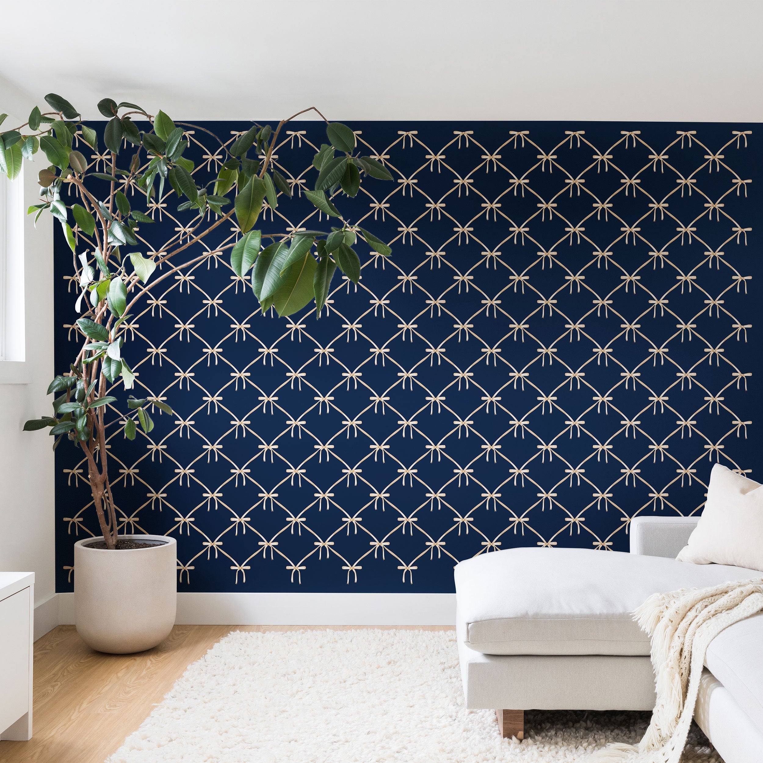 Colour Poems Bows and Ribbons Blue Wall Mural