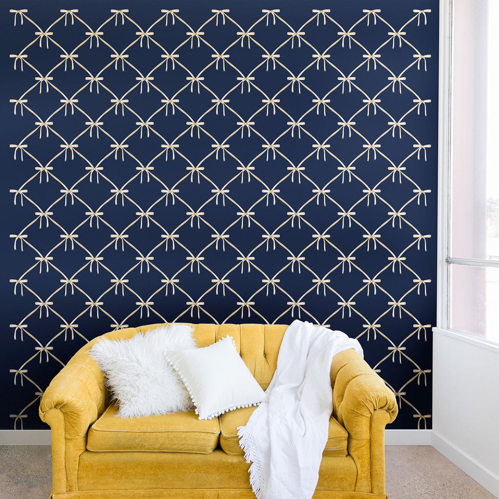 Colour Poems Bows and Ribbons Blue Wall Mural