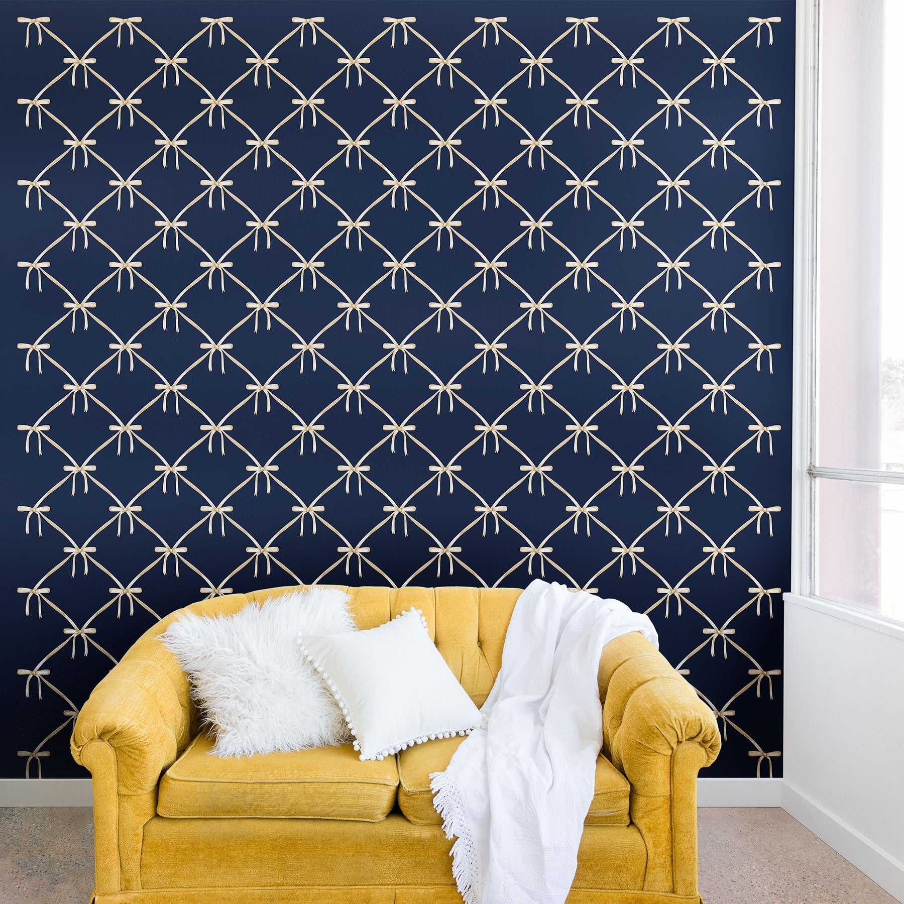 Colour Poems Bows and Ribbons Blue Wall Mural