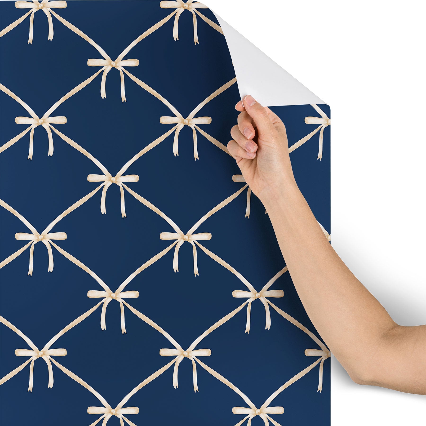 Colour Poems Bows and Ribbons Blue Wallpaper