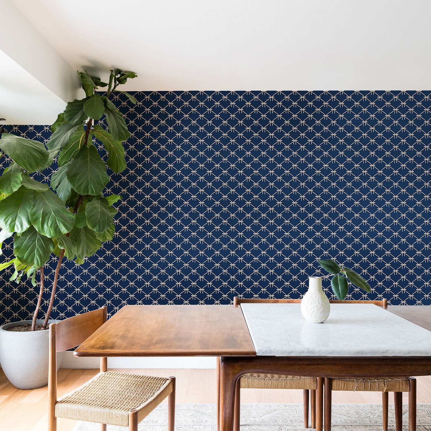 Colour Poems Bows and Ribbons Blue Wallpaper