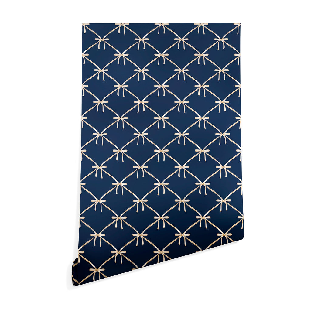 Colour Poems Bows and Ribbons Blue Wallpaper