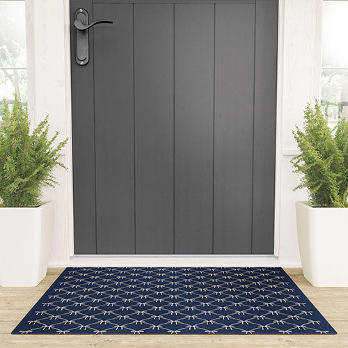 Colour Poems Bows and Ribbons Blue Welcome Mat
