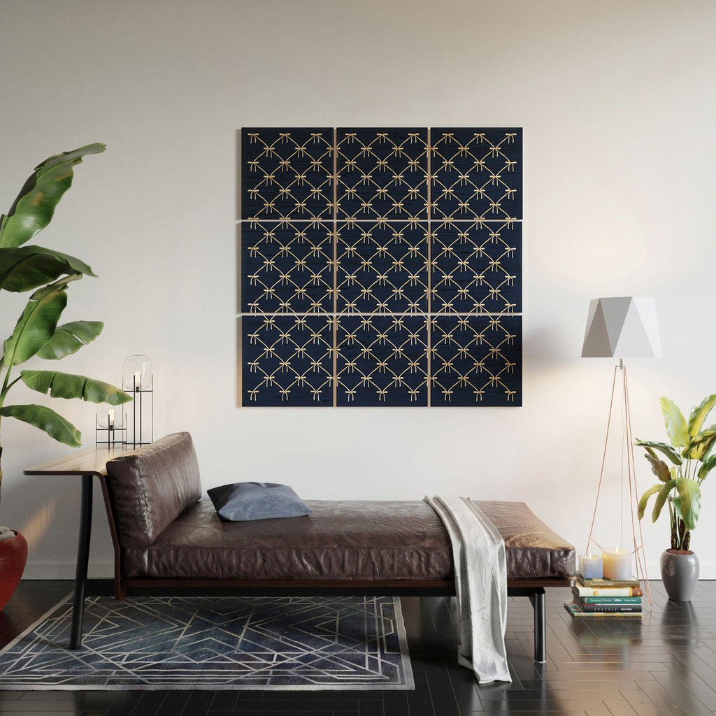 Colour Poems Bows and Ribbons Blue Wood Wall Mural
