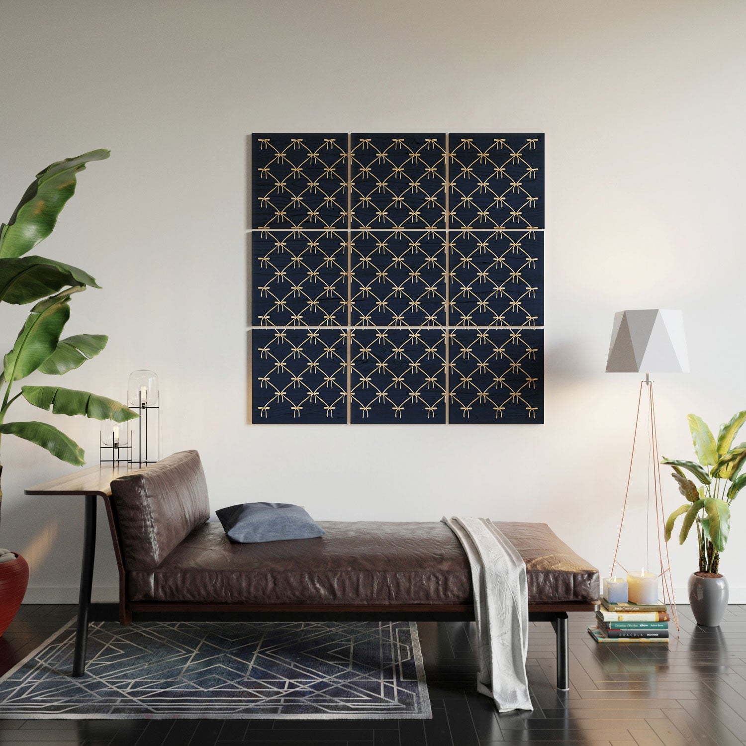 Colour Poems Bows and Ribbons Blue Wood Wall Mural