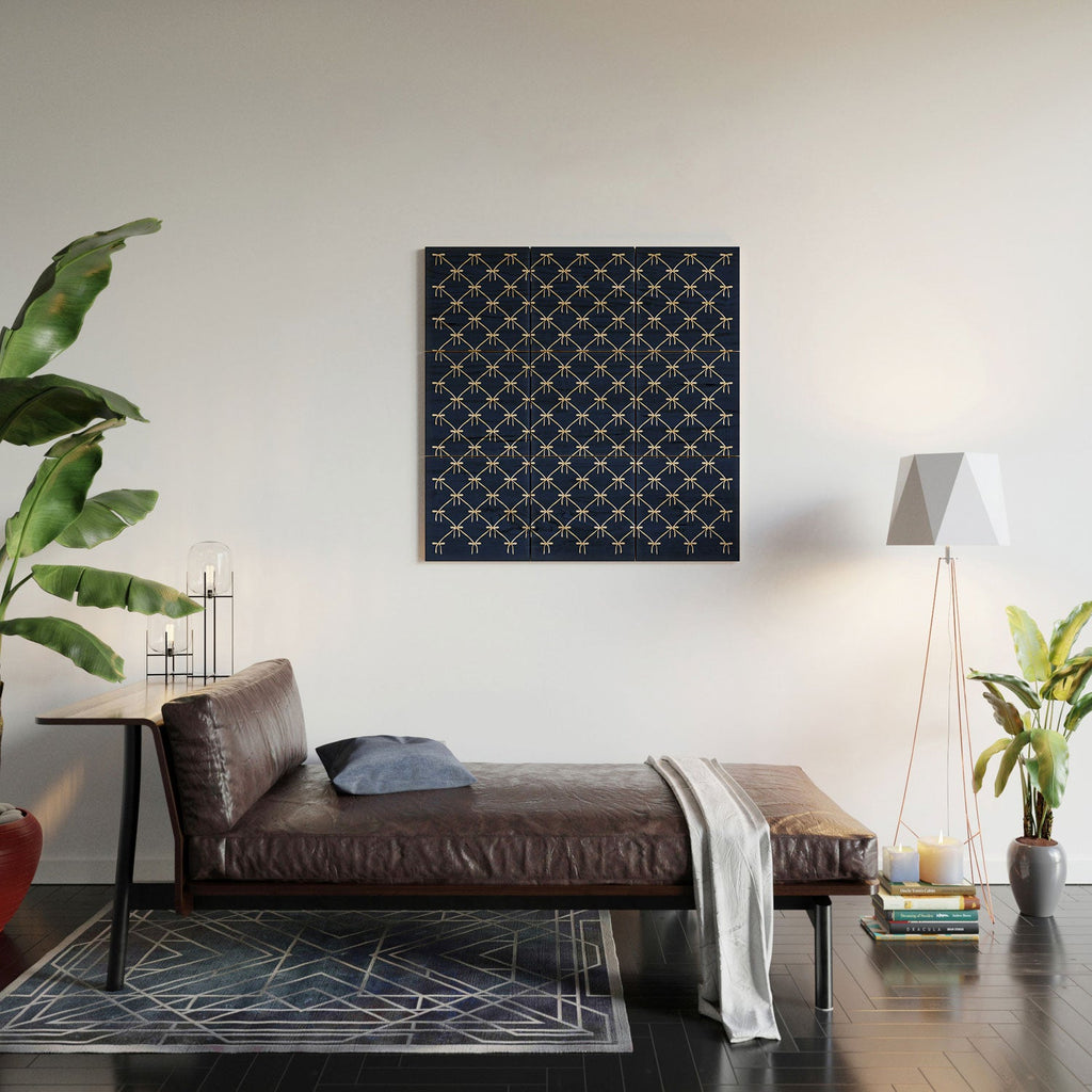 Colour Poems Bows and Ribbons Blue Wood Wall Mural
