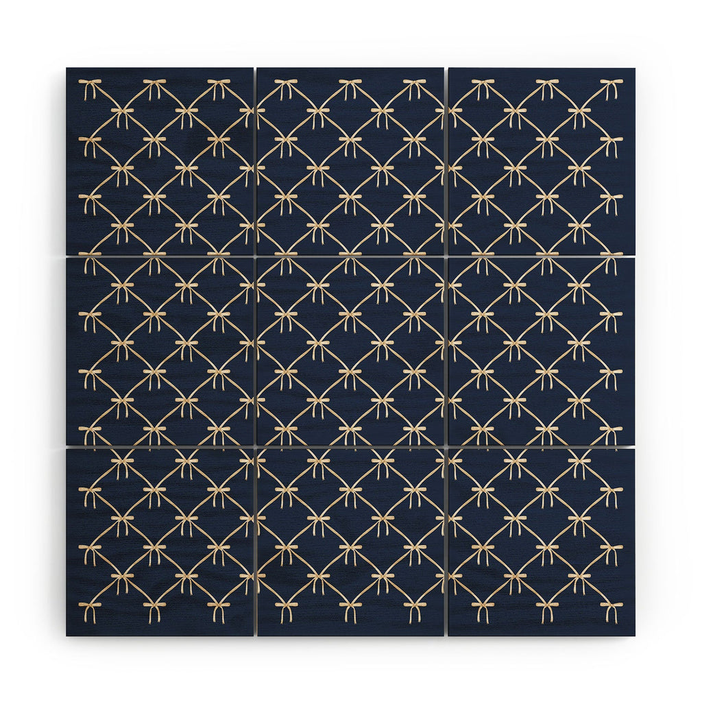 Colour Poems Bows and Ribbons Blue Wood Wall Mural